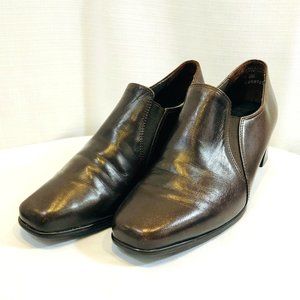 Munro Brown Leather Loafers with Heels